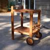 Sunnydaze Outdoor Wood Bar Cart with Wheels – Malaysian Hardwood with Teak Oil Finish – 27.5″ Wide x 35.5″ High