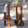 Sunnydaze Outdoor Wood Bar Cart with Wheels – Malaysian Hardwood with Teak Oil Finish – 27.5″ Wide x 35.5″ High