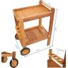 Sunnydaze Outdoor Wood Bar Cart with Wheels – Malaysian Hardwood with Teak Oil Finish – 27.5″ Wide x 35.5″ High