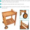 Sunnydaze Outdoor Wood Bar Cart with Wheels – Malaysian Hardwood with Teak Oil Finish – 27.5″ Wide x 35.5″ High