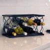Sunnydaze Small Countertop Wine Rack – Metal Folding Wine Stand for The Kitchen or Bar – Black – 17.25″ W