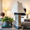 Sunnydaze Timeless Abode Slate 3-Piece Floor and Table Lamp Set – Matching Indoor Stone Lamp Set of 3 – Plug-in Electric – Bulb Included
