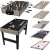 Sunnydaze 10-in-1 Game Table – Combination Multi-Game Table with Billiards, Push Hockey, Foosball, Ping Pong, Chess, Checkers, Backgammon, Bowling, Shuffleboard, Card Games(Classic Wood Stain)
