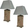 Sunnydaze 24″ Outdoor Table Lamp – Weather-Resistant Natural Slate Light for Indoor or Outdoor Use – Cotton Lampshade – Set of 2(2)