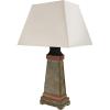 Sunnydaze 30″ Outdoor Table Lamp – Weather-Resistant Copper Trimmed Slate Light for Indoor or Outdoor Use – Cotton Lampshade