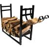Sunnydaze 33″ Indoor Firewood Rack with Kindling Log Holder – Heavy-Duty Outdoor Wood Storage for the Fire Pit or Fireplace – Bronze(Black)