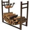 Sunnydaze 33″ Indoor Firewood Rack with Kindling Log Holder – Heavy-Duty Outdoor Wood Storage for the Fire Pit or Fireplace – Bronze(Bronze)