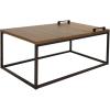 Sunnydaze 39-Inch W Industrial-Style Coffee Table with Removable Serving Tray with PVC Feet – Aluminum Tray Handles
