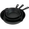 Sunnydaze 3-Piece Pre-Seasoned Heavy-Duty Cast Iron Skillet Set – 6-Inch, 7-Inch, and 10-Inch Black Metal Frying Pans
