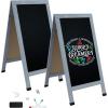 Sunnydaze Magnetic A-Frame Chalkboard Sign – Chalk Sandwich Board Sidewalk Sign – 48″ x 24″ – Rustic Brown – 2-Pack(Graywashed)