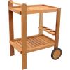 Sunnydaze Outdoor Wood Bar Cart with Wheels – Malaysian Hardwood with Teak Oil Finish – 27.5″ Wide x 35.5″ High