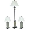 Sunnydaze Timeless Abode Slate 3-Piece Floor and Table Lamp Set – Matching Indoor Stone Lamp Set of 3 – Plug-in Electric – Bulb Included