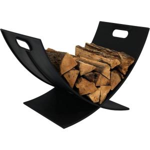 Sunnydaze 30-Inch Outdoor Firewood Log Rack – Heavy-Duty Black Powder Coated Steel Construction -400-lb Capacity