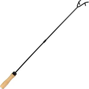 Sunnydaze 32-Inch Steel Fire Pit Poker with Wood Handle – for Indoor and Outdoor Use