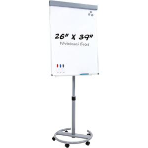 Sunnydaze Adjustable Magnetic Whiteboard Easel – Rolling Dry Erase Board with Flip Chart for Office, Home, or School