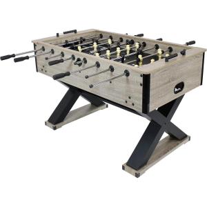 Sunnydaze Delano 54.5-Inch Indoor Foosball Table Adult Size – Soccer Game Table for Adults – 2 Balls – Gray Distressed Wood Look