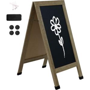 Sunnydaze Magnetic A-Frame Chalkboard Sign – Chalk Sandwich Board Sidewalk Sign – 40″ x 20″ – Weathered Wood(Weathered Wood)
