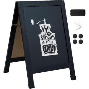 Sunnydaze Magnetic A-Frame Chalkboard Sign – Double-Sided Chalk Sandwich Board Sidewalk Sign – 30″ x 20″ – Black(Black)
