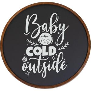 Sunnydaze Round Magnetic Chalkboard for Wall with Pine Frame – Includes Chalk and Eraser – Rustic Brown