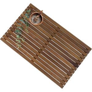Sunnydaze Solid Teak Shower Mat – Spa-Inspired Large Wood Bath Mat for Indoor or Outdoor Use – 32″ x 20″(1)