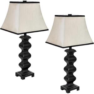 Sunnydaze Stately Shapes Resin Accent Table Lamp Set of 2-29″ H – Modern Tall Bedside Lamps – Plug-in Electric – Bulb Included