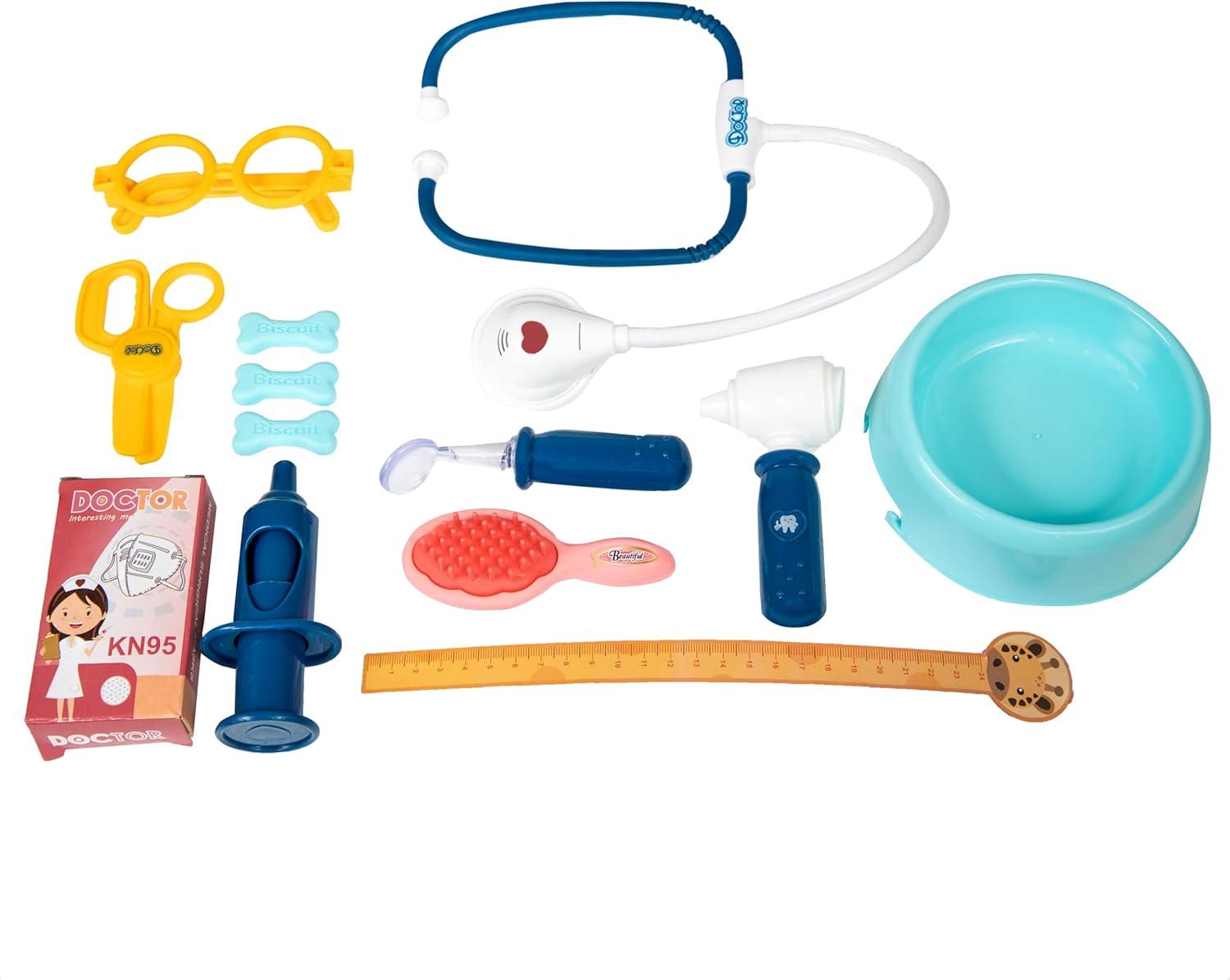 imageSunnydaze Little Doctor Kit for Kids Vet Station Toy and 12Piece Accessory Pack Veterinarian Playset for Kids Ages 3