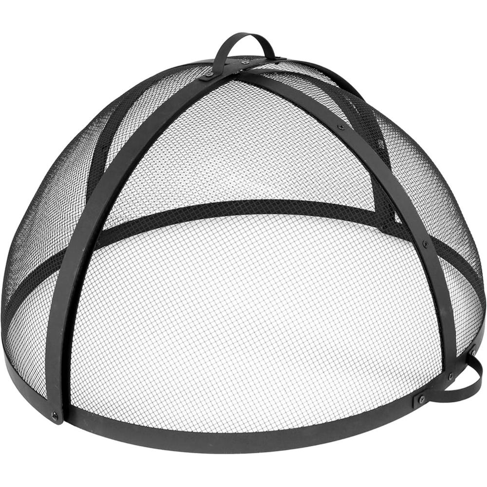 imageSunnydaze 24Inch Round Fire Pit Spark Screen Lid  HeavyDuty Mesh Ember Lid ampamp Fire Pit Screen Cover with Door Keeps Sparks ampamp Ashes Contained24 in