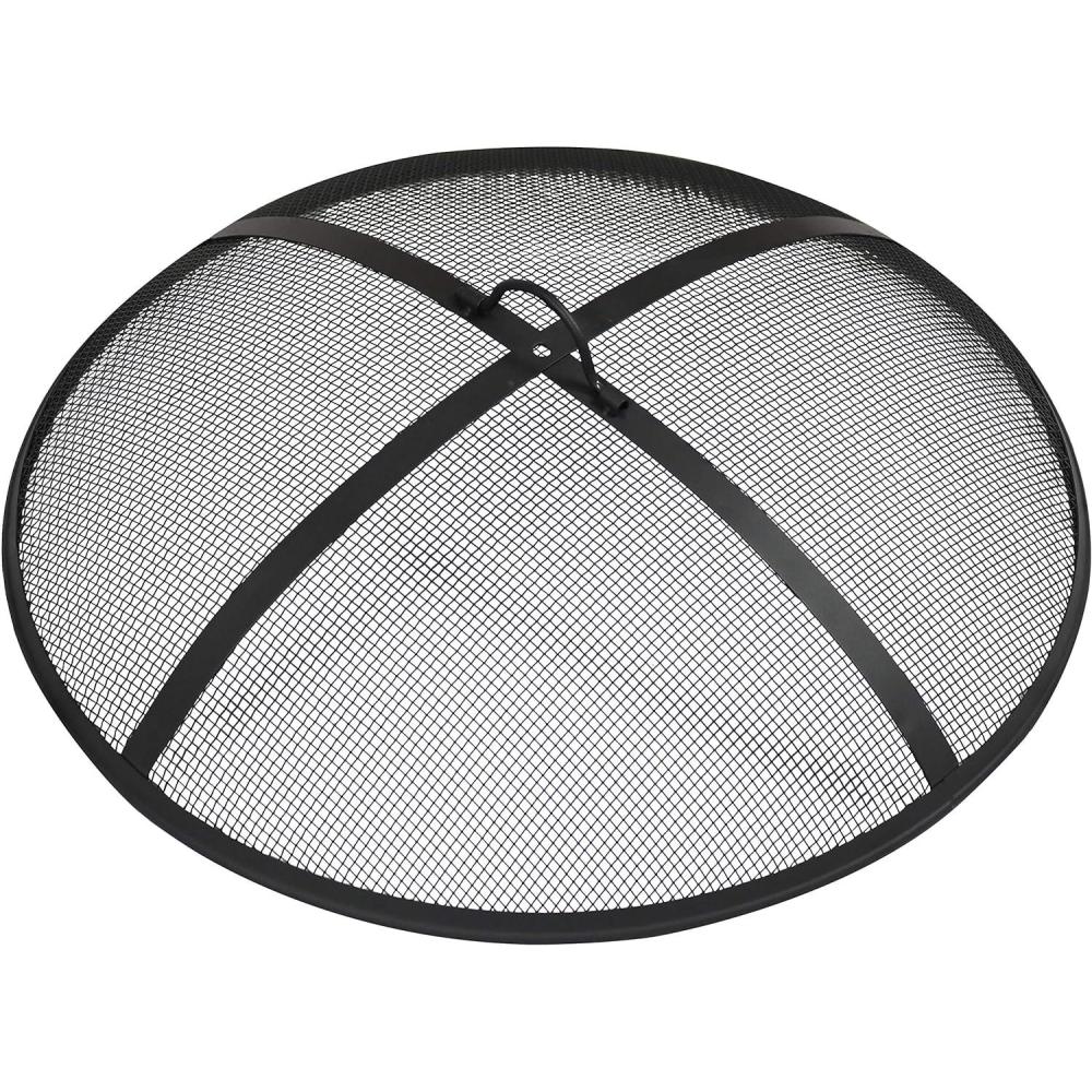 imageSunnydaze HeavyDuty Steel Mesh Fire Pit Screen Fire Pit Spark Screen with Handle 24Inch Diameter30 in