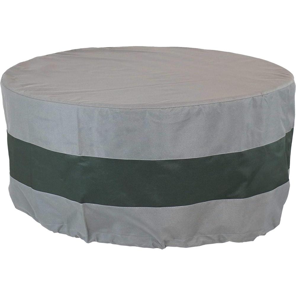 imageSunnydaze Round Outdoor Fire Pit Cover with Drawstring  UVResistant Protection Cover for Fire Pit  BlackGray  40InchGreen and Gray