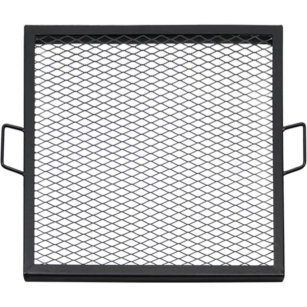 imageSunnydaze XMarks Fire Pit Cooking Grate  Outdoor Square Black Steel BBQ Campfire Grill with Handles  24Inch24 in