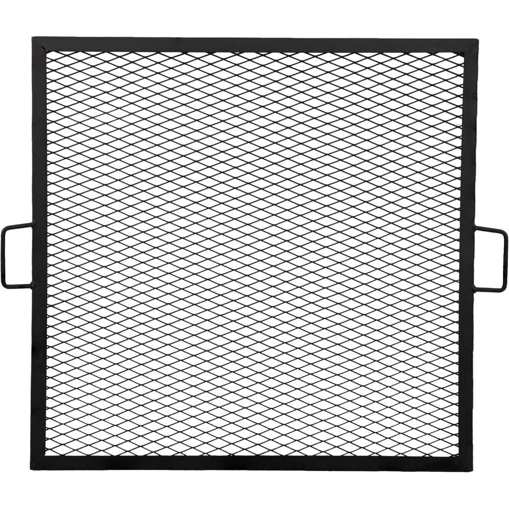 imageSunnydaze XMarks Fire Pit Cooking Grate  Outdoor Square Black Steel BBQ Campfire Grill with Handles  24Inch40 in