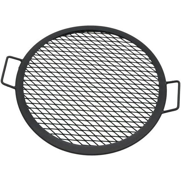 imageSunnydaze XMarks Outdoor Fire Pit Grill Grate for Cooking  Round Fire Pit Grate  Steel Campfire BBQ Grill with Handles  375Inch19 Inch