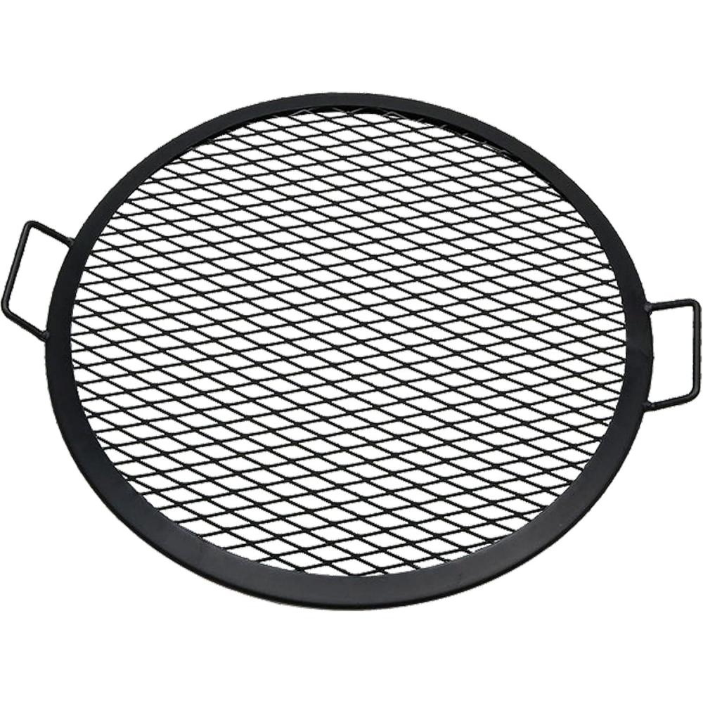 imageSunnydaze XMarks Outdoor Fire Pit Grill Grate for Cooking  Round Fire Pit Grate  Steel Campfire BBQ Grill with Handles  375Inch22 in
