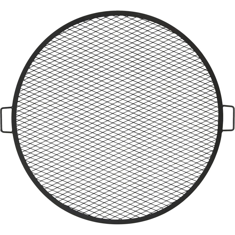 imageSunnydaze XMarks Outdoor Fire Pit Grill Grate for Cooking  Round Fire Pit Grate  Steel Campfire BBQ Grill with Handles  375Inch36 in