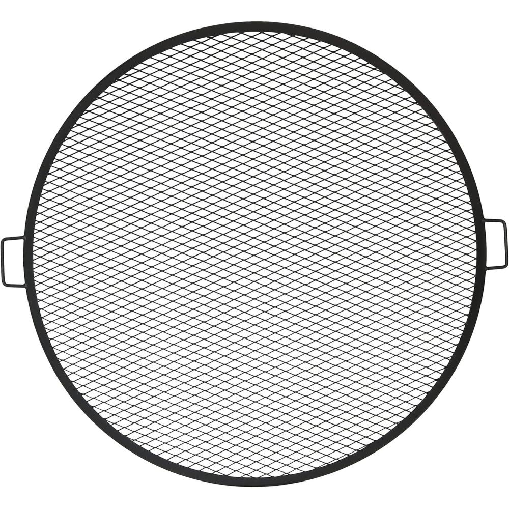 imageSunnydaze XMarks Outdoor Fire Pit Grill Grate for Cooking  Round Fire Pit Grate  Steel Campfire BBQ Grill with Handles  375Inch40 in