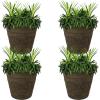 Sunnydaze 19.5-Inch Arabella Large Plant Pot – Polyresin Round Outdoor Planter with Drillable Drainage Holes – Beige(Sable)