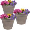 Sunnydaze 20-Inch Franklin Large Plant Pot – Polyresin Round Outdoor Planter with Drillable Drainage Hole – Beige(Beige)