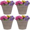 Sunnydaze 20-Inch Franklin Large Plant Pot – Polyresin Round Outdoor Planter with Drillable Drainage Hole – Beige(Beige)