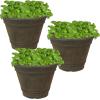 Sunnydaze 20-Inch Franklin Large Plant Pot – Polyresin Round Outdoor Planter with Drillable Drainage Hole – Beige(Sable)