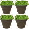 Sunnydaze 20-Inch Franklin Large Plant Pot – Polyresin Round Outdoor Planter with Drillable Drainage Hole – Beige(Sable)