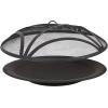 Sunnydaze 23-Inch Replacement Steel Fire Pit Bowl with Round Spark Screen – High-Temperature Painted Finish(Black)