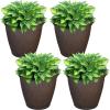 Sunnydaze 24-Inch Anjelica Large Plastic Pot for Plants – Double-Walled Outdoor Polyresin Round Planter Porch Pot with Drillable Drainage Holes – Beige – 2pk(Rust)