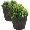 Sunnydaze 24-Inch Anjelica Large Plastic Pot for Plants – Double-Walled Outdoor Polyresin Round Planter Porch Pot with Drillable Drainage Holes – Beige – 2pk(Sable)