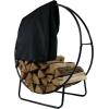Sunnydaze 24-Inch Firewood Rack with Cover – Black Indoor Firewood Holder – Log Holder Hoop and Cover Set – 300-lb Capacity(48 in)