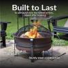 Sunnydaze 29-Inch Wood-Burning Outdoor Fire Pit – Bronze Cauldron Wood Fire Pit for Outside – Includes Poker and Spark Screen