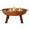 Sunnydaze 34-Inch Cast Iron Heavy-Duty Fire Pit for Outside – Wood-Burning Outdoor Fire Pit Bowl with Handles – Steel Finish(Rust)
