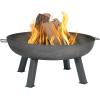 Sunnydaze 34-Inch Cast Iron Heavy-Duty Fire Pit for Outside – Wood-Burning Outdoor Fire Pit Bowl with Handles – Steel Finish(Steel)