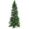 Sunnydaze 7ft Stately and Slim Artificial Christmas Tree – Unlit Green Christmas Tree with Hinged Branches – with Foldable Metal Stand(8ft)