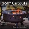 Sunnydaze Cosmic 30-Inch Patio Fire Pit for Outside – Outdoor Wood-Burning Fire Pit with Grill Grate, Spark Screen, and Fireplace Poker