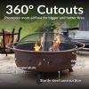 Sunnydaze Cosmic 42-Inch Large Outdoor Fire Pit – Wood-Burning Fire Pit with Round Spark Screen, Poker, and Built-in Grate